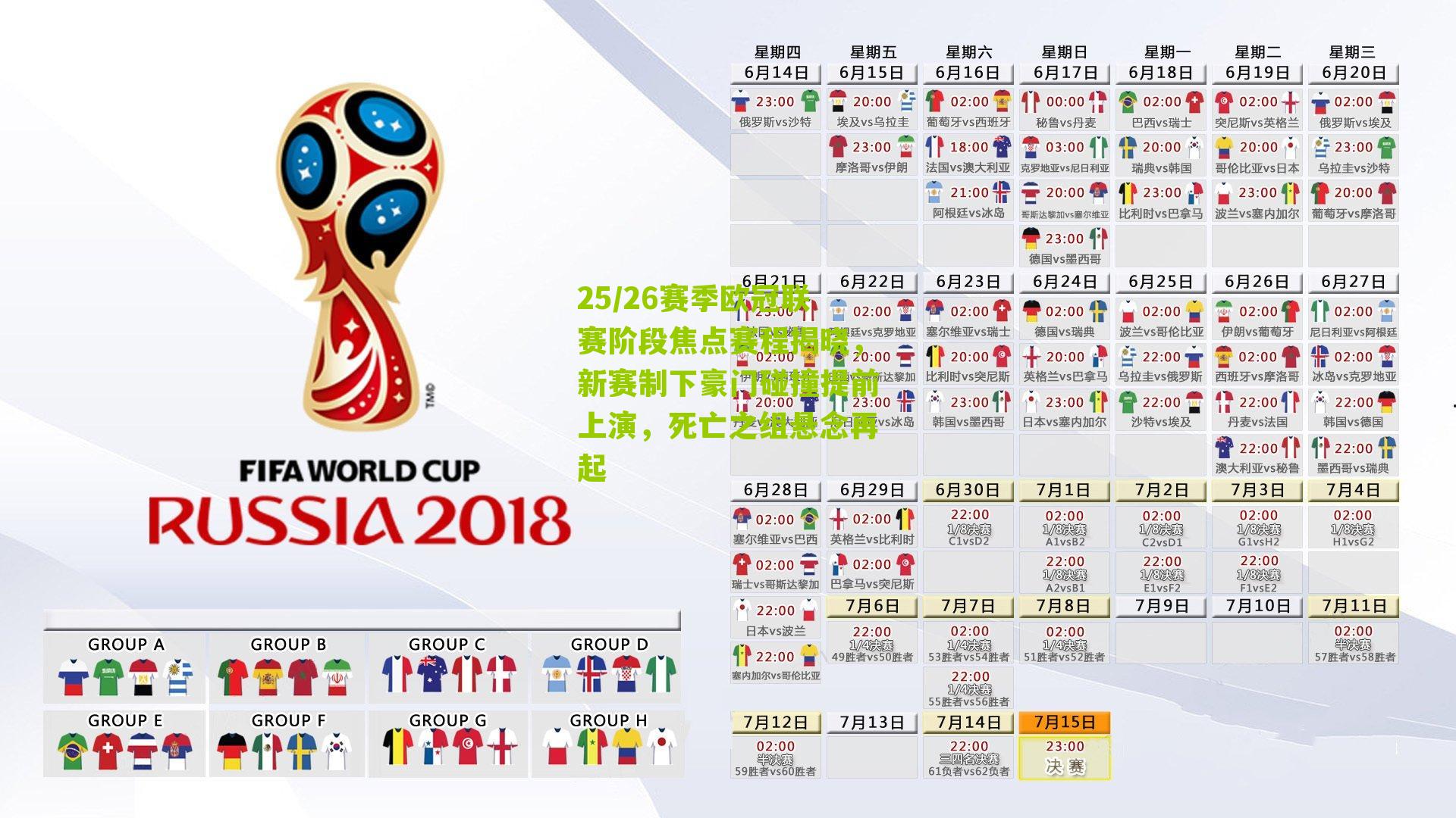 25/26赛季欧冠联赛阶段焦点赛程揭晓，新赛制下豪门碰撞提前上演，死亡之组悬念再起